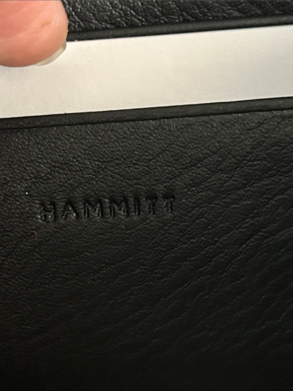 Hammitt Black Leather Foldover Clutch with Gold Chain